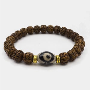 Pulseira Mala Rudraksha Com Conta Dzi Olho Tibetano