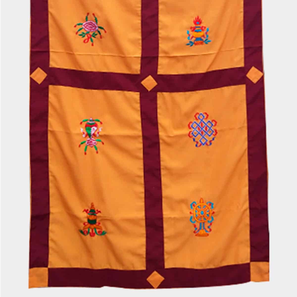 8 Auspicious Symbol Embroidered Silk Fabric Tibetan Door Curtain 