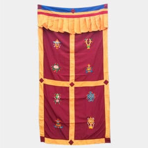 Tibetan Door Curtain 8 Auspicious Symbols Bordeaux 1