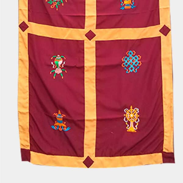 Tibetan Door Curtain 8 Auspicious Symbols Bordeaux 2