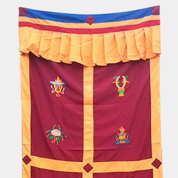 Tibetan Door Curtain 8 Auspicious Symbols Bordeaux 3