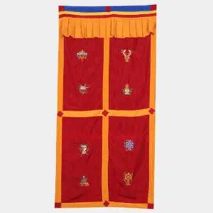 Tibetan Door Curtain 8 Auspicious Symbols Bordeaux