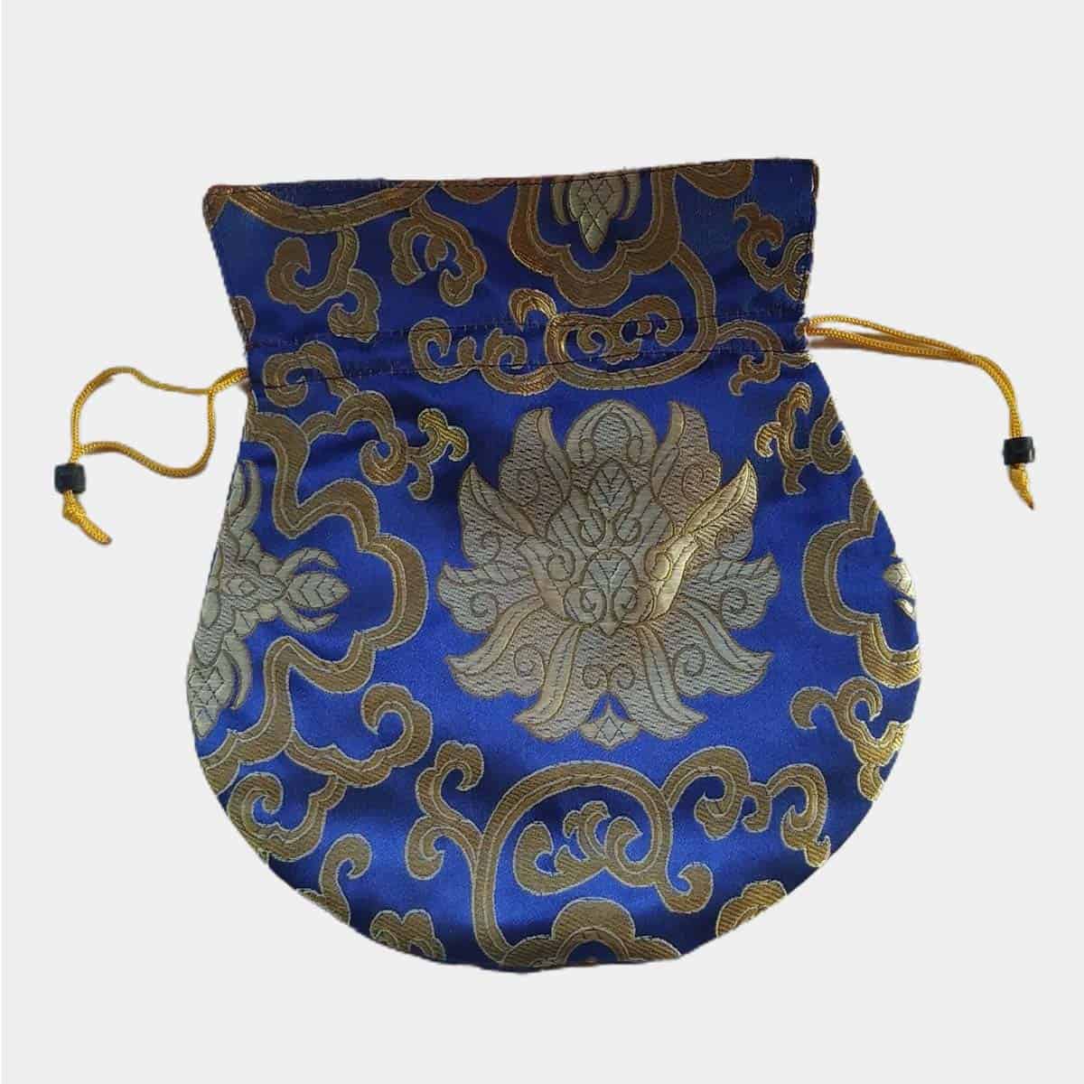 Tibetan Silk Fabric Buddhist Mala Bag Jewelry Pouches Drawstring Bag 
