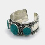 White Metal Bracelet with Turquoise Stone 2