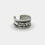 White Metal Ring with Mani Mantra