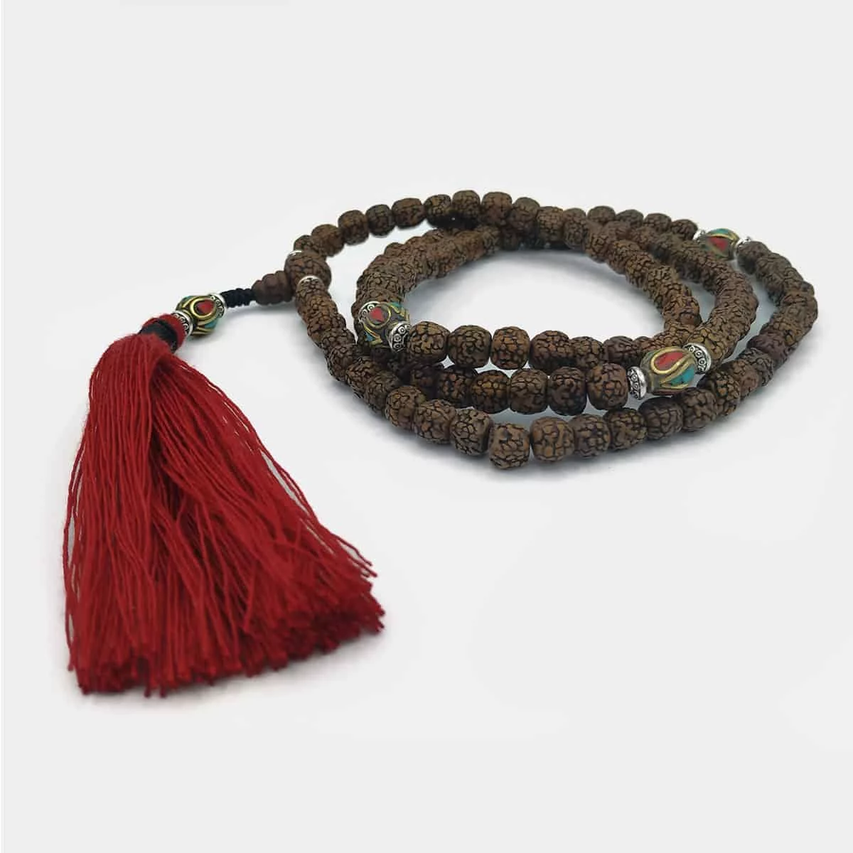 MR006 Mala de Rudraksha de 5 caras e Bronze 3