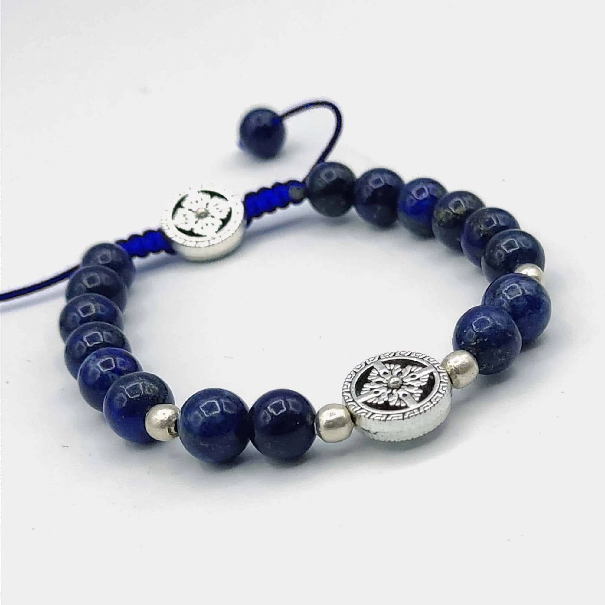 MPM008 Lapis Lazuli Wrist Mala with Double Vajra Spacer 8mm 1
