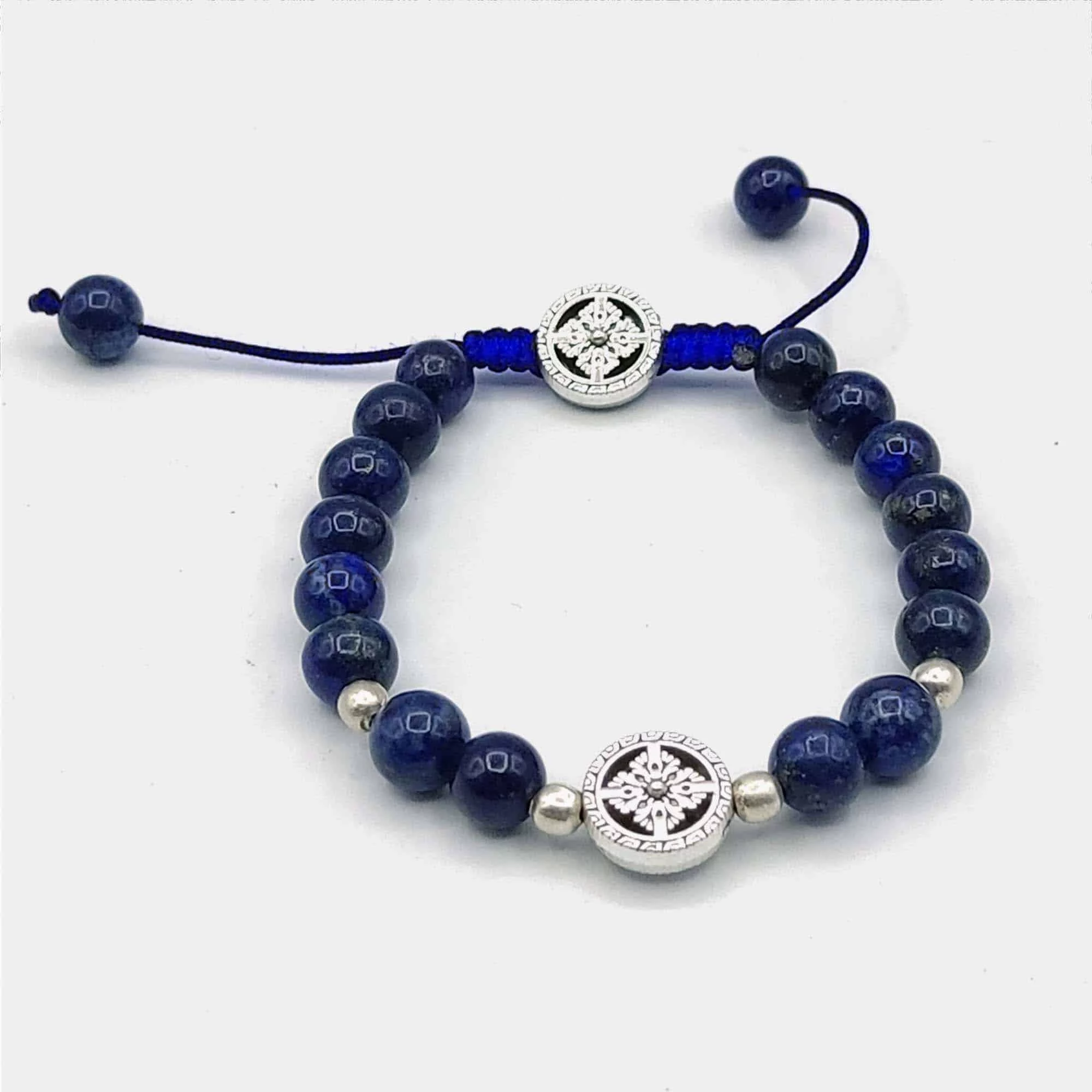 MPM008 Lapis Lazuli Wrist Mala with Double Vajra Spacer 8mm 2