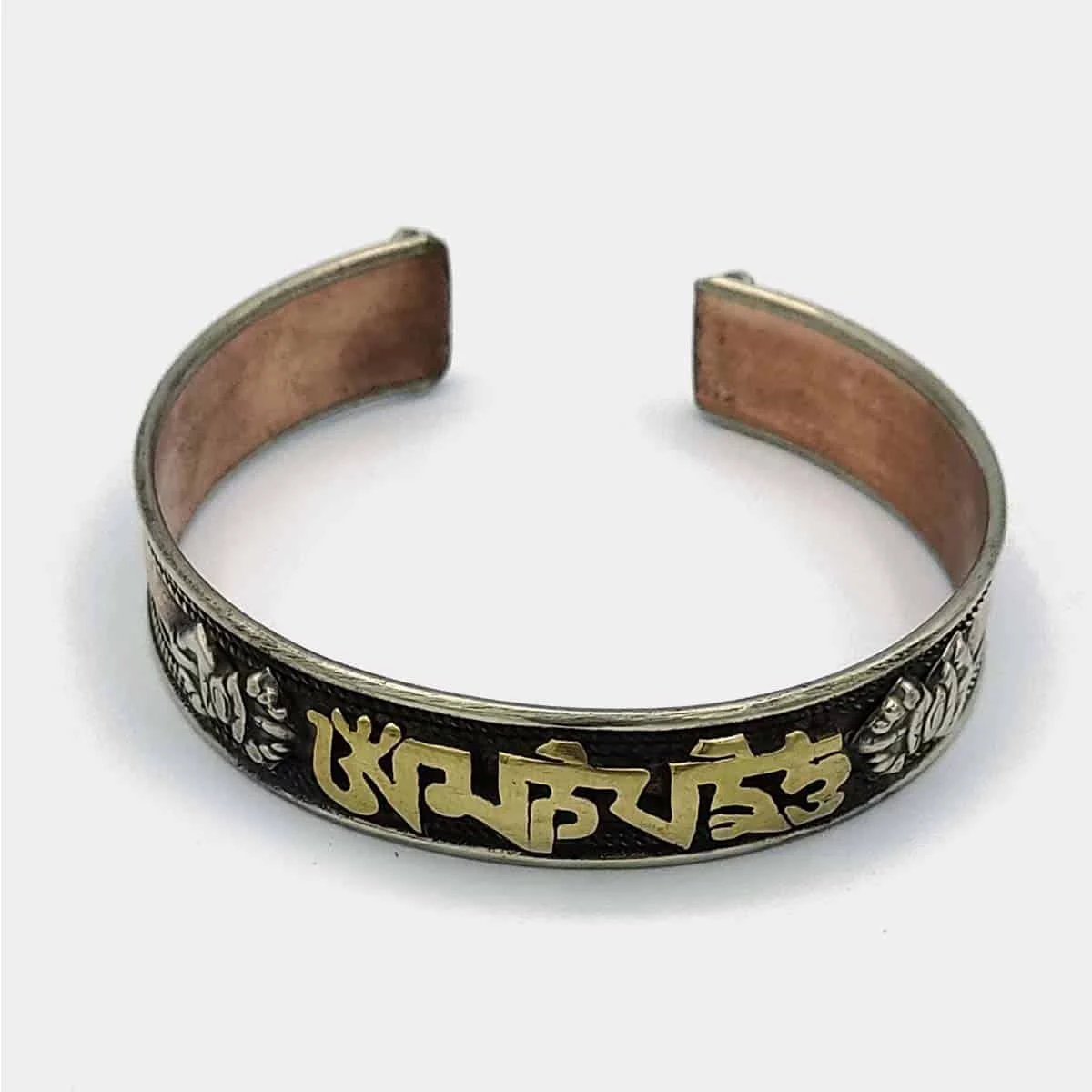 Pulseira Tibetana de Cobre Esculpido com Mantra