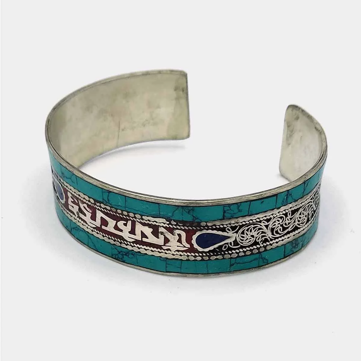 Pulseira de Filigrana e Mantra com Pedra Turquesa 1