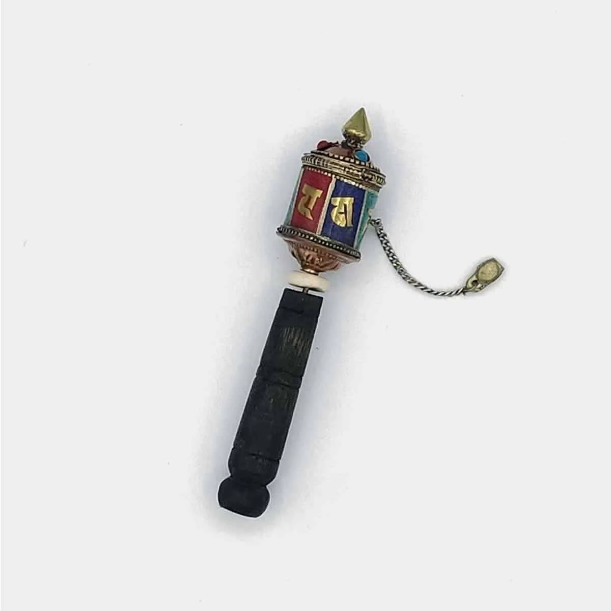 Tibetan Stone Inlaid Prayer Wheel