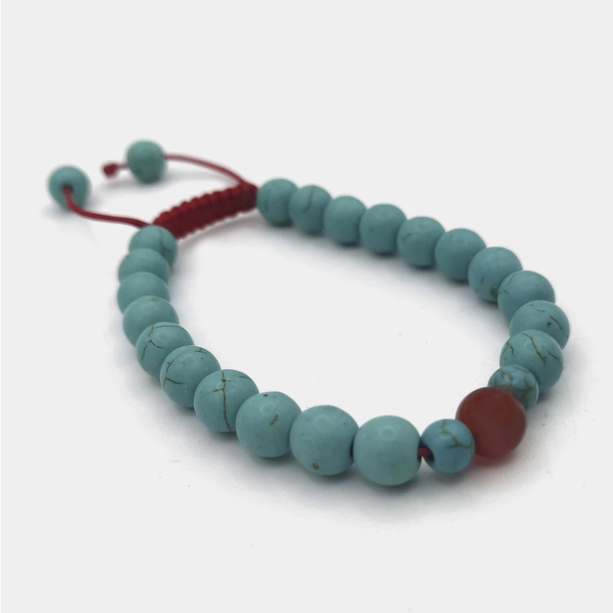 Mala de Pulso de Pedra Turquesa com Espaçador de Cornalina