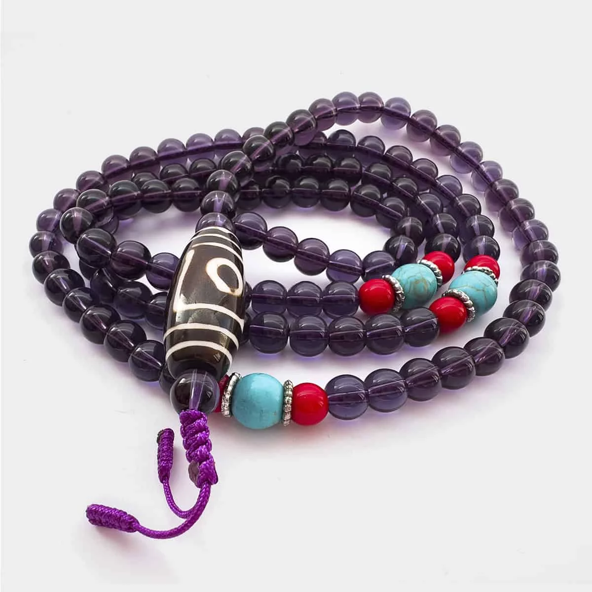 Mala De Yoga Com Pedra Ametista