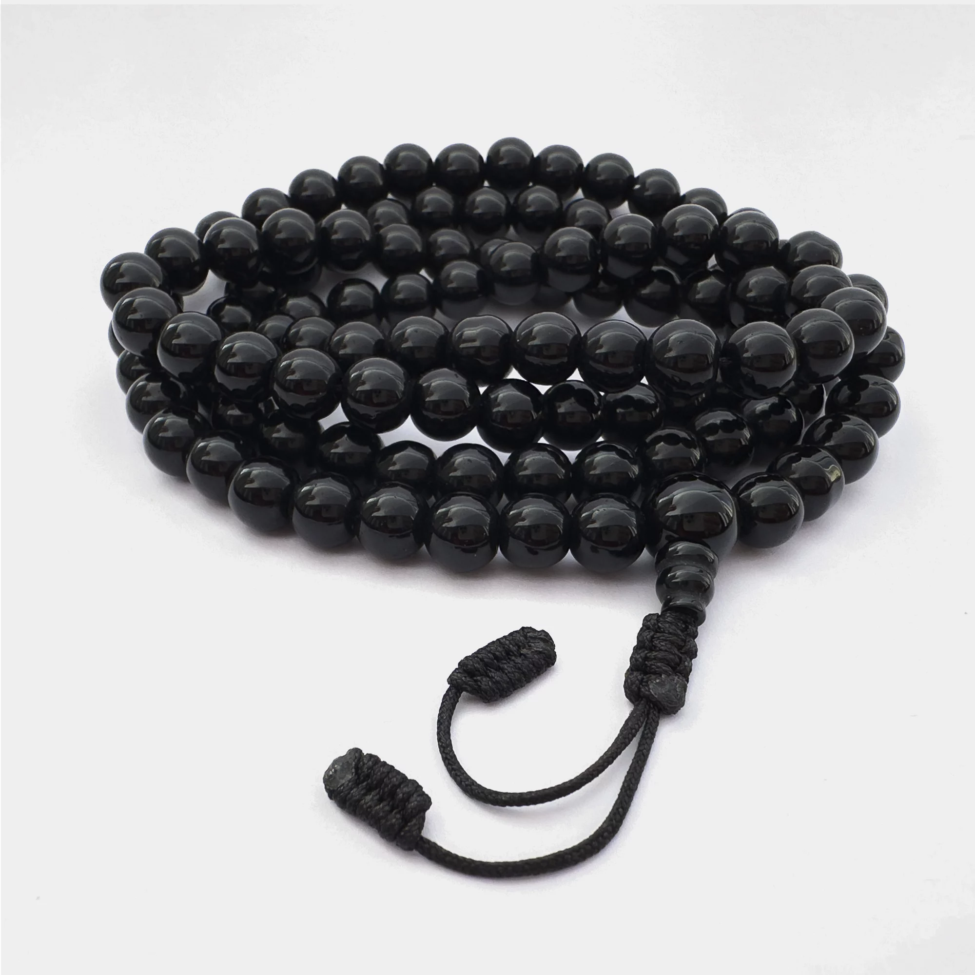 Japa Mala de 108 Contas em Ônix Preto para Meditação