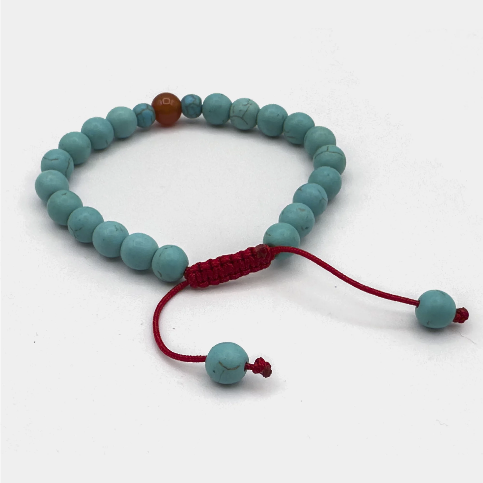 Mala De Pulso Turquesa &Amp; Cornalina 8Mm Para Meditação Budista