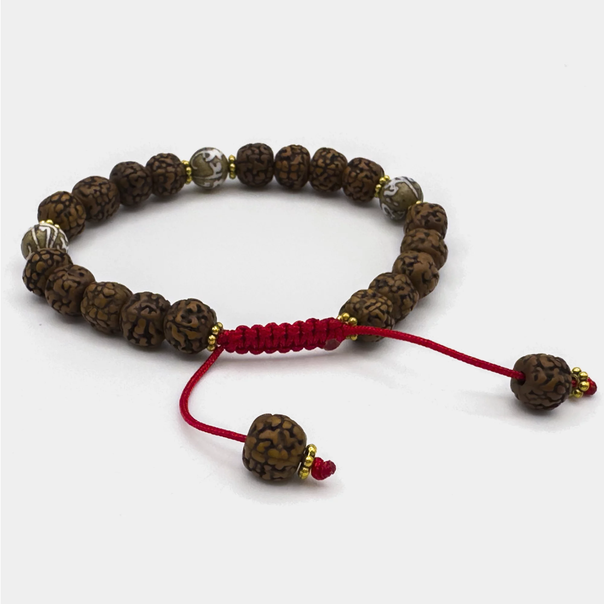 Pulseira Mala De Rudraksha Com Mantra Tibetano