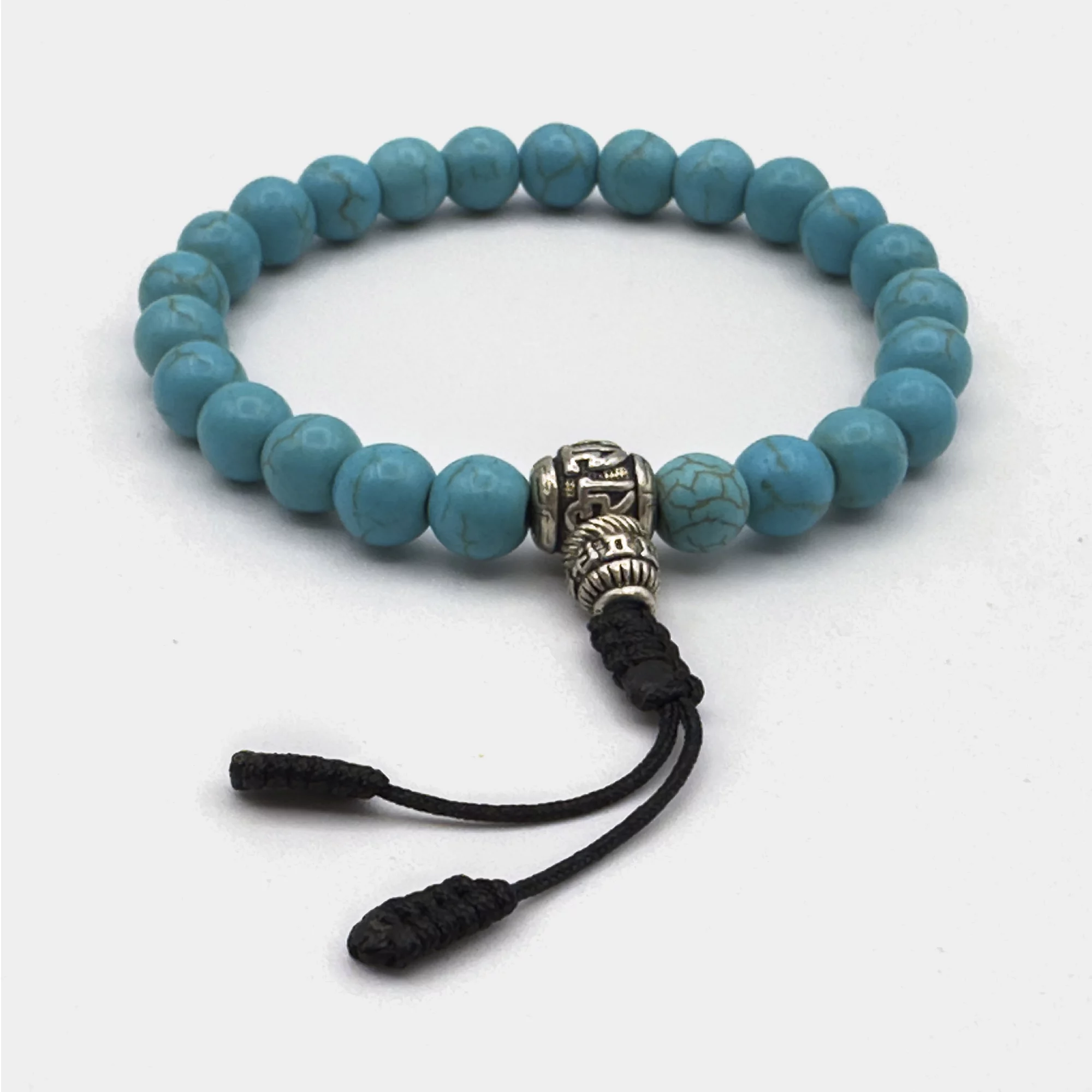 Pulseira Mala De Turquesa Com Mantra Tibetano Om Mani Padme Hum